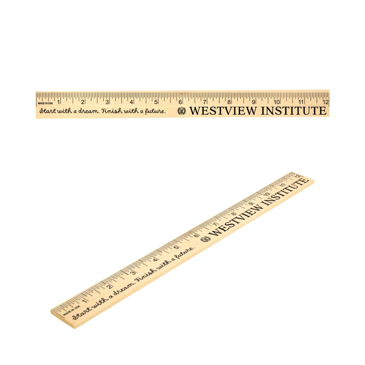 Graduated scale running along one edge of the wood