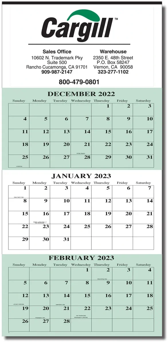 12 Sheet Calendar 3 Month View Wall Calendar — view 2