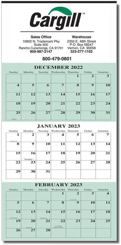 12 Sheet Calendar 3 Month View Wall Calendar — view 2