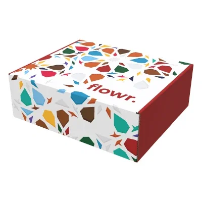 Twelve inch mailer box with full color printing on white board