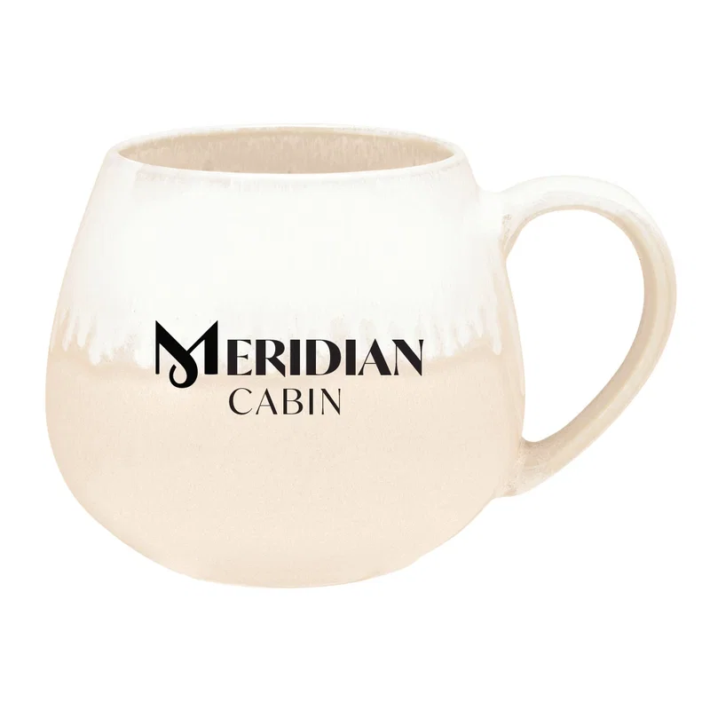 Custom mug filled for a morning break at the office desk