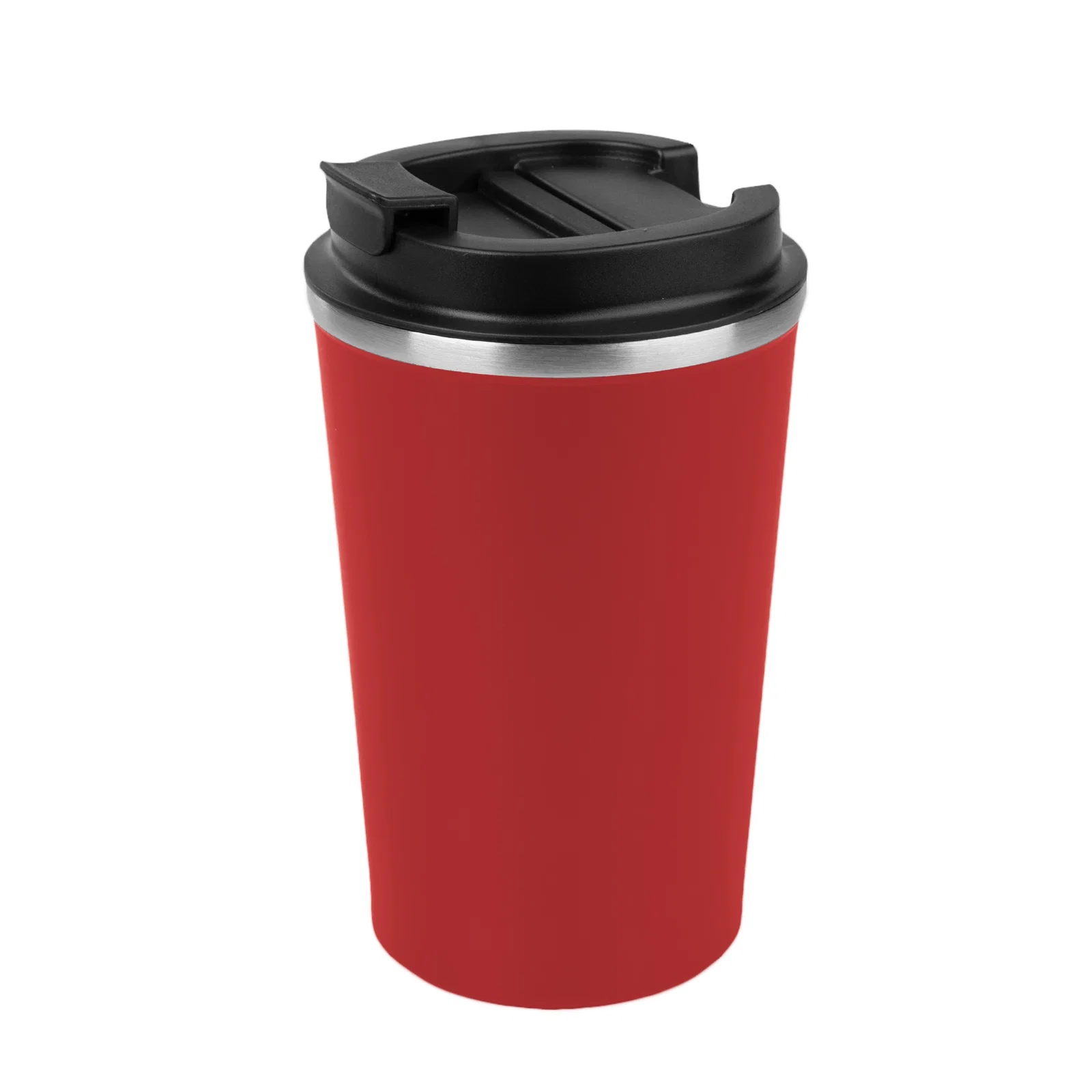 Stainless steel travel tumbler with a spill resistant lid on top