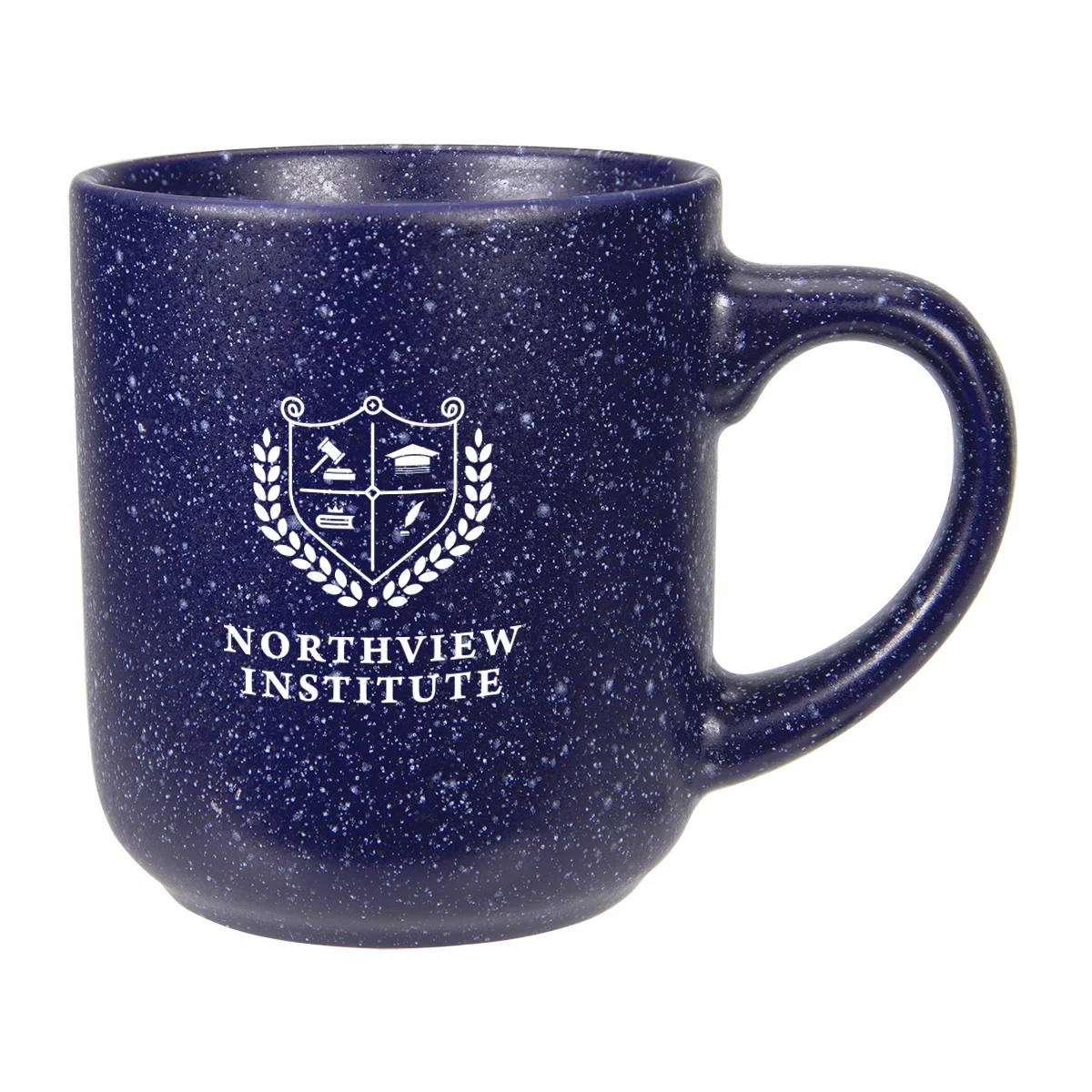 Speckled matte ceramic mug holding fourteen ounces