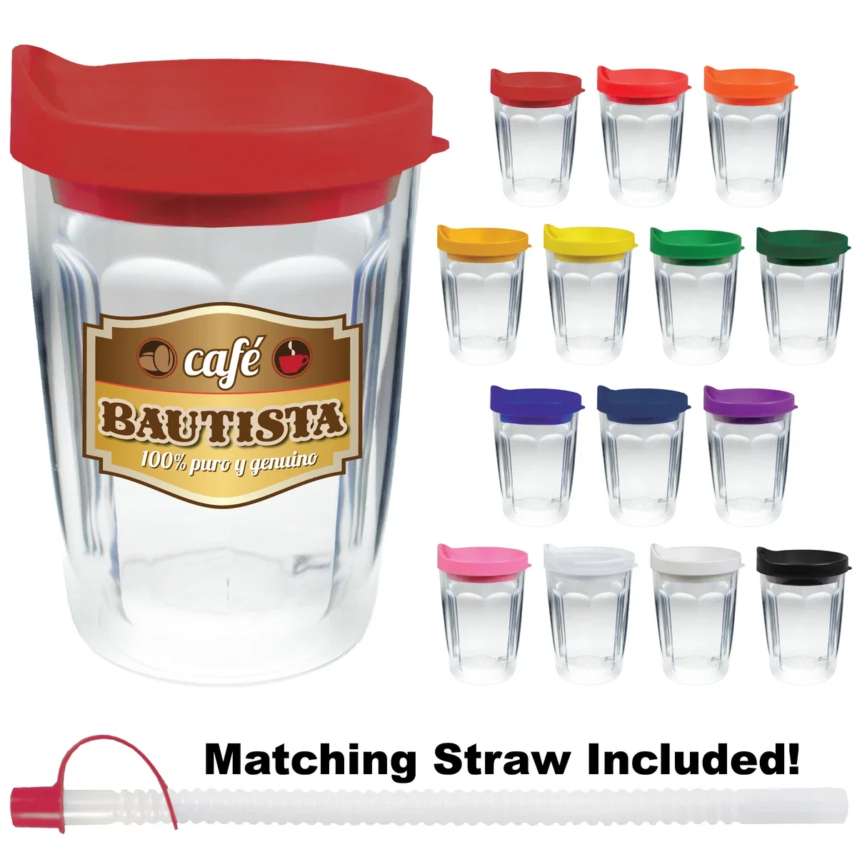 14 oz. Thermal Dual Walled Travel Tumbler w/ Colored Lids — view 2