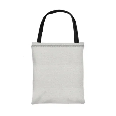 Polyester tote shown upright with both handles standing
