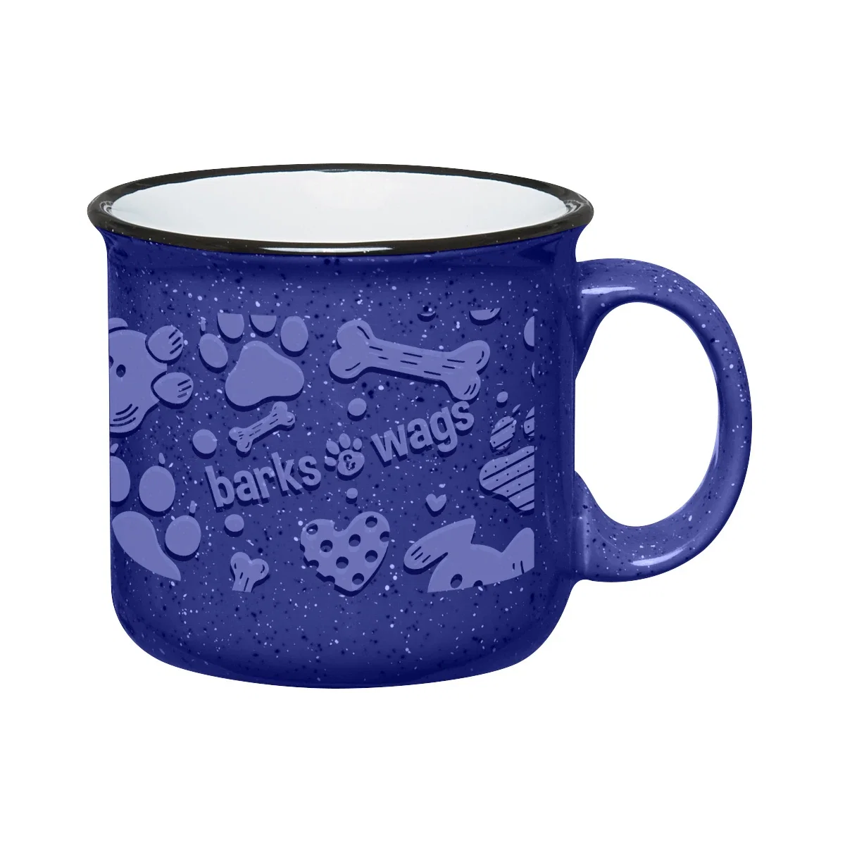 Camp style mug with a flared rim and small handle