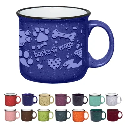 Full color campfire mug holding fifteen ounces for outdoor use