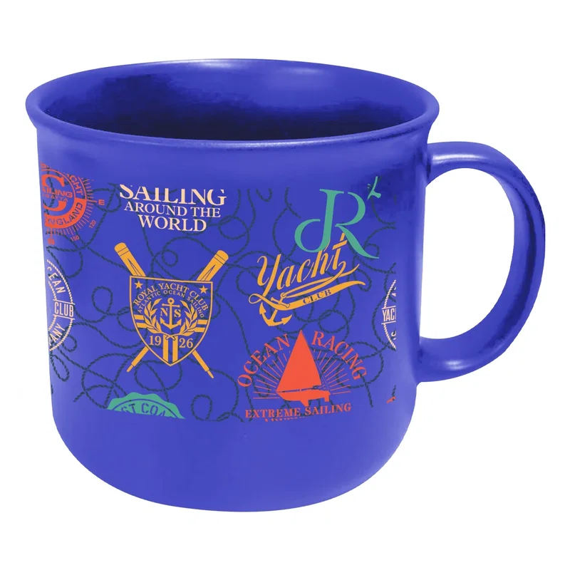 Rear of the drinkware with a clear artwork panel