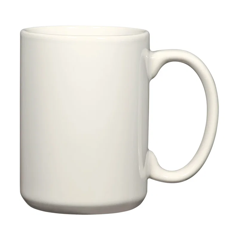 Straight-on view of the slim white drinkware