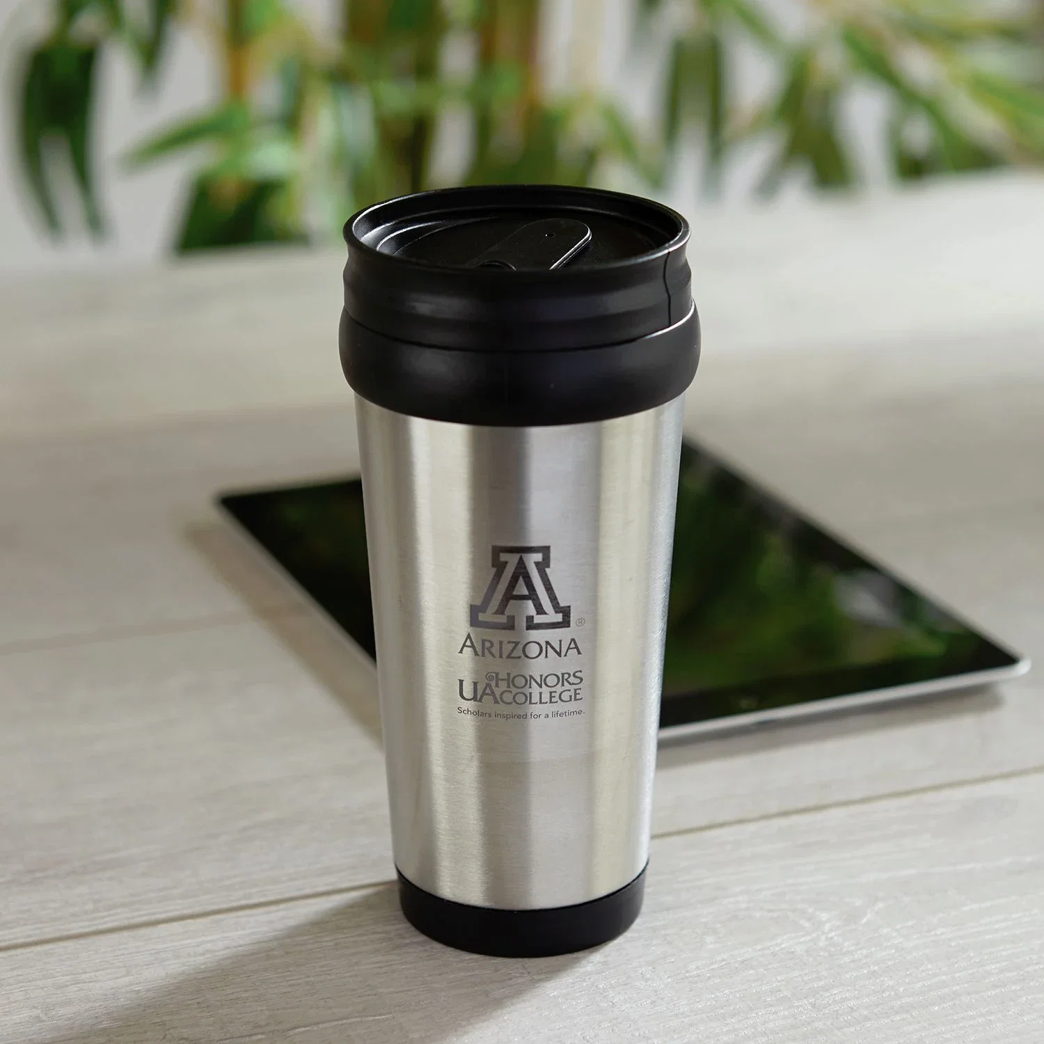 Stainless Steel Tumbler - 15 Oz — Silver / Black — view 2