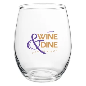 15 oz. Clear Stemless Wine Glass, Full-Color Imprint