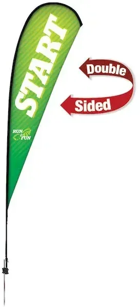 15' Premium Teardrop Sail Sign Kit (Double-Sided with Ground Spike & Ground Anchor)