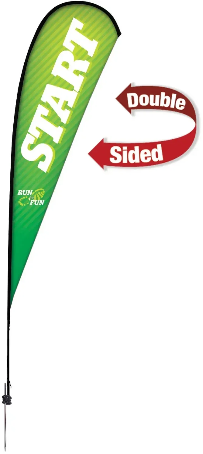 15' Premium Teardrop Sail Sign Kit (Double-Sided with Ground Spike & Ground Anchor) — view 3