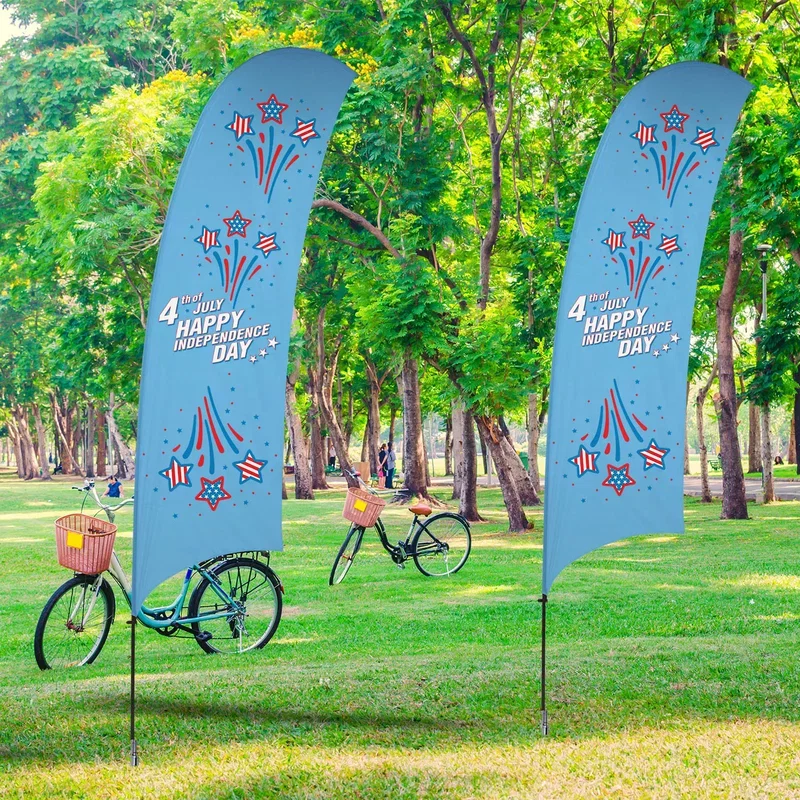15' Value Razor Sail Sign Kit (Double-Sided with Cross Base) — view 2