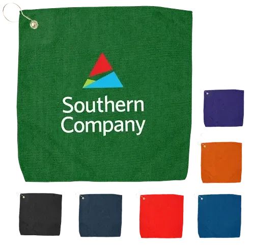 Branded Microfiber Golf Towel with Grommet - 15" x 15"