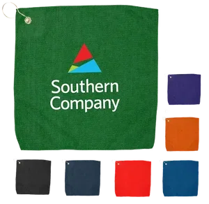 Branded Microfiber Golf Towel with Grommet - 15" x 15"