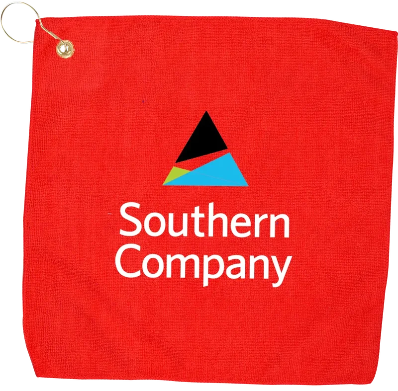 Branded Microfiber Golf Towel with Grommet - 15" x 15" — view 3