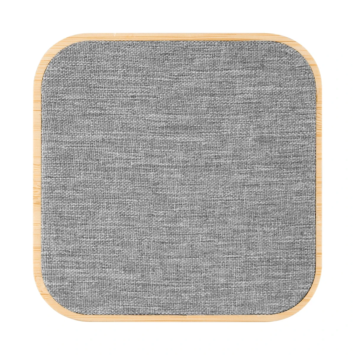 Bamboo edging framing the fabric top panel