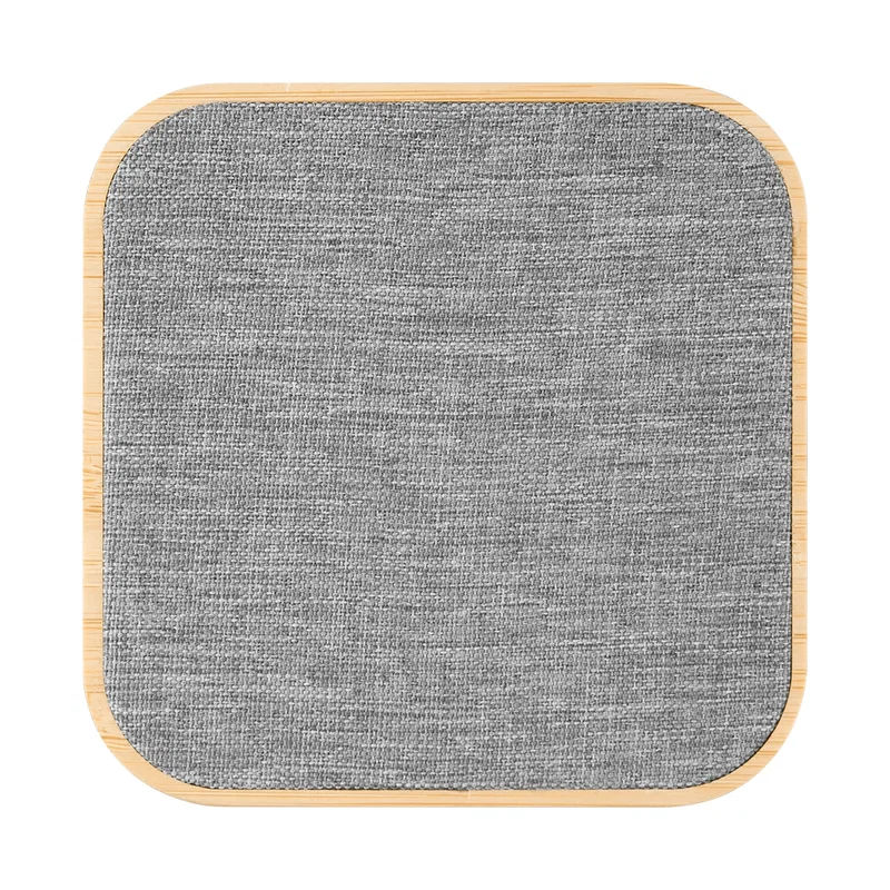 Bamboo edging framing the fabric top panel