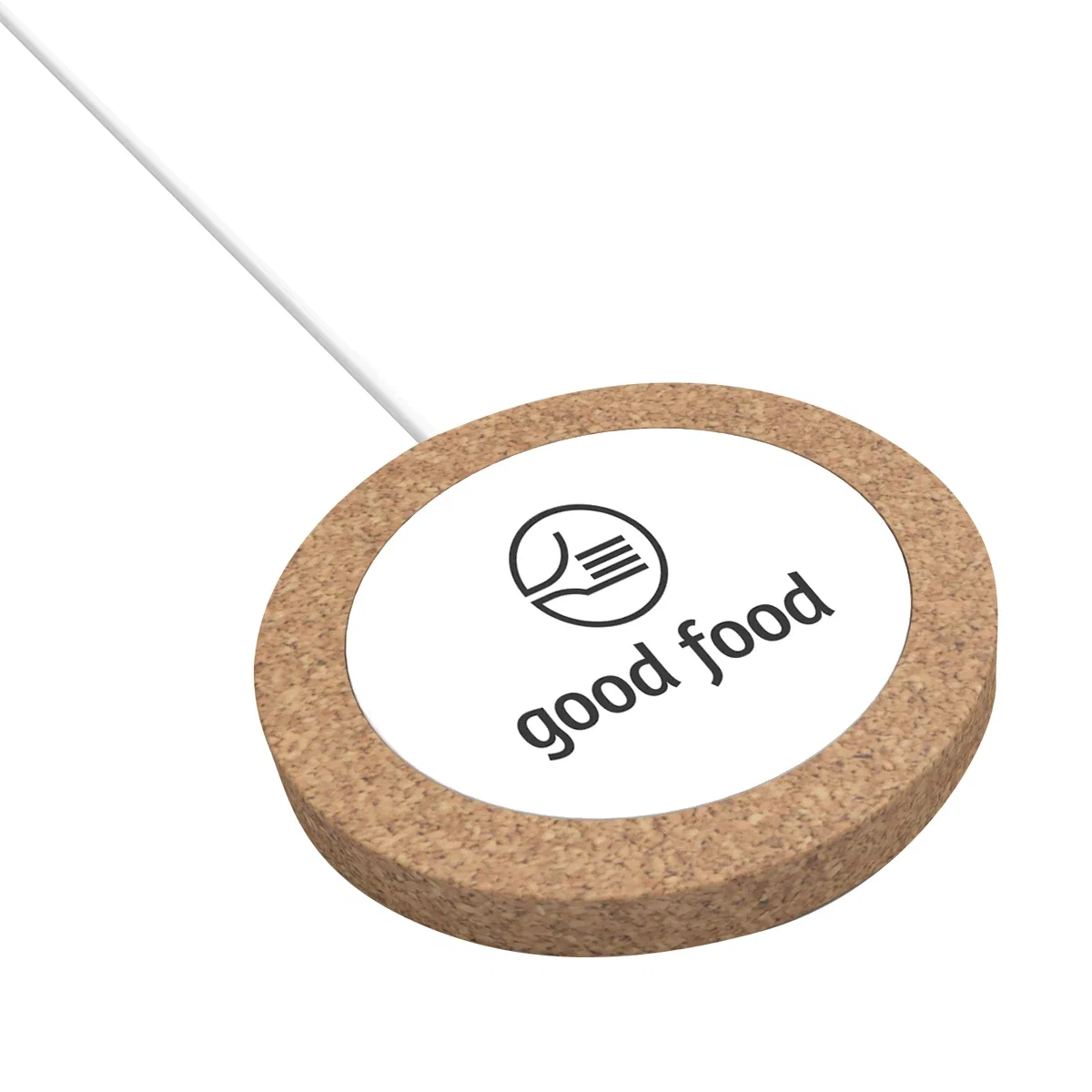 Cork texture filling the center of the round base