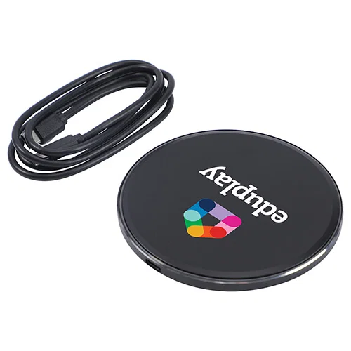 15W custom branded aluminum wireless charger with a logo that glows while charging