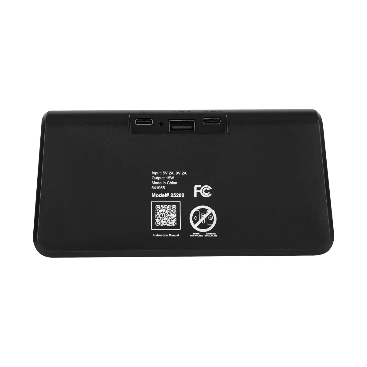 Phone lying flat on the upper charging surface