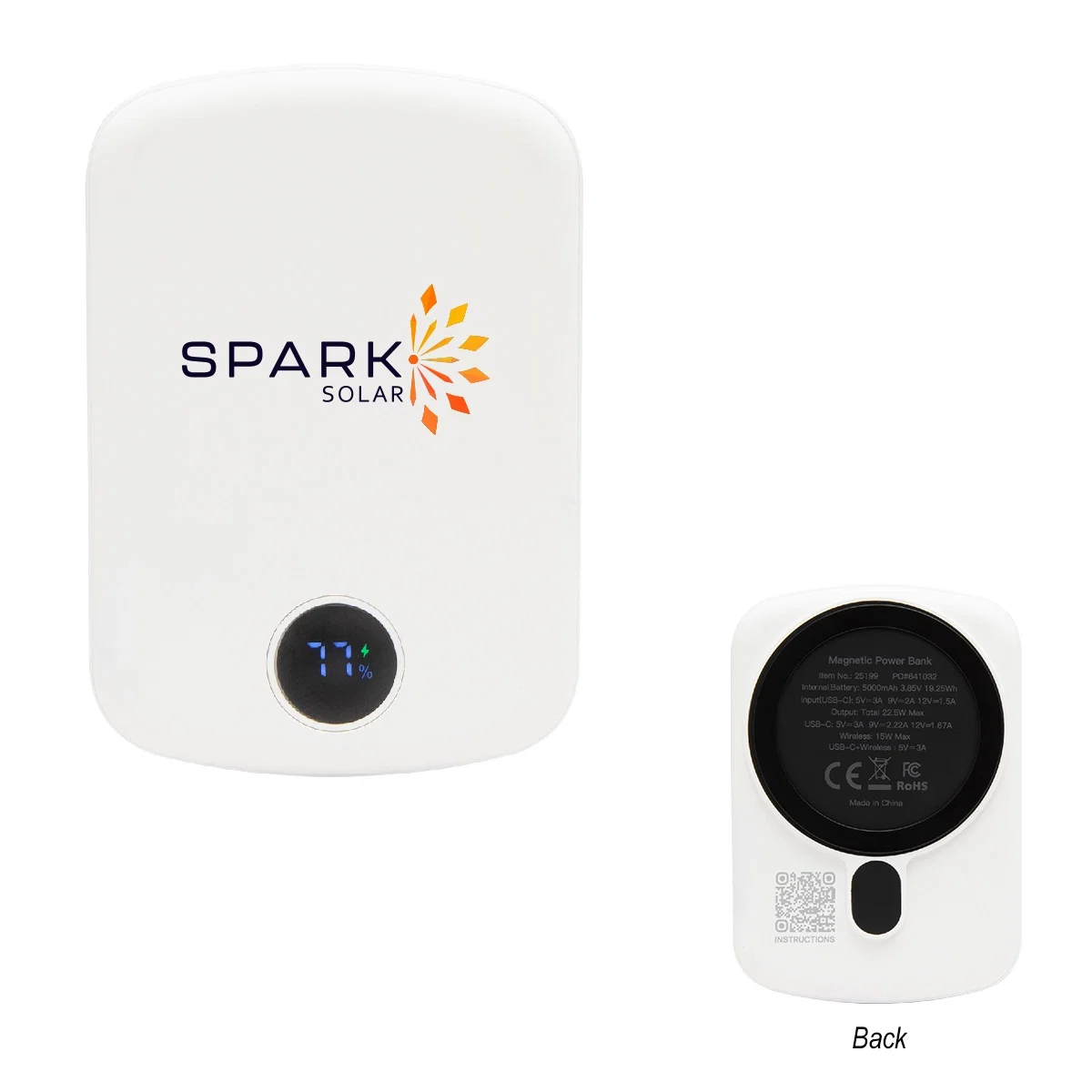 Fifteen watt magnetic wireless charger and power bank shown flat