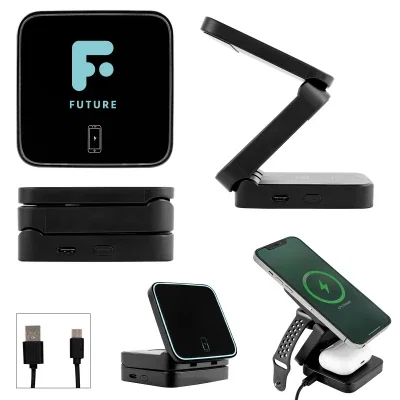 Magnetic multi-charging station shown as a compact black cube