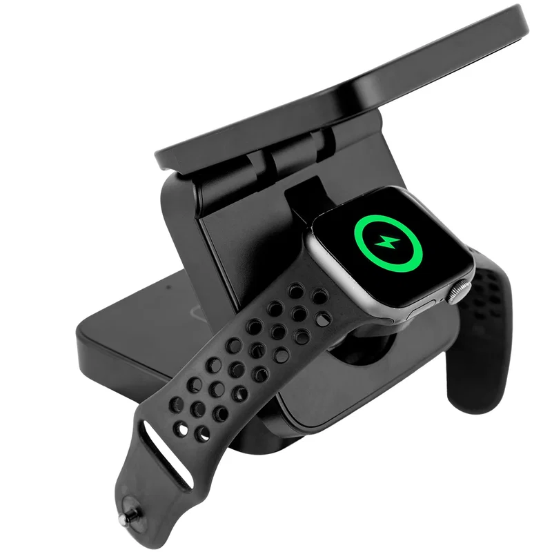 Rear view of the compact charging block against white
