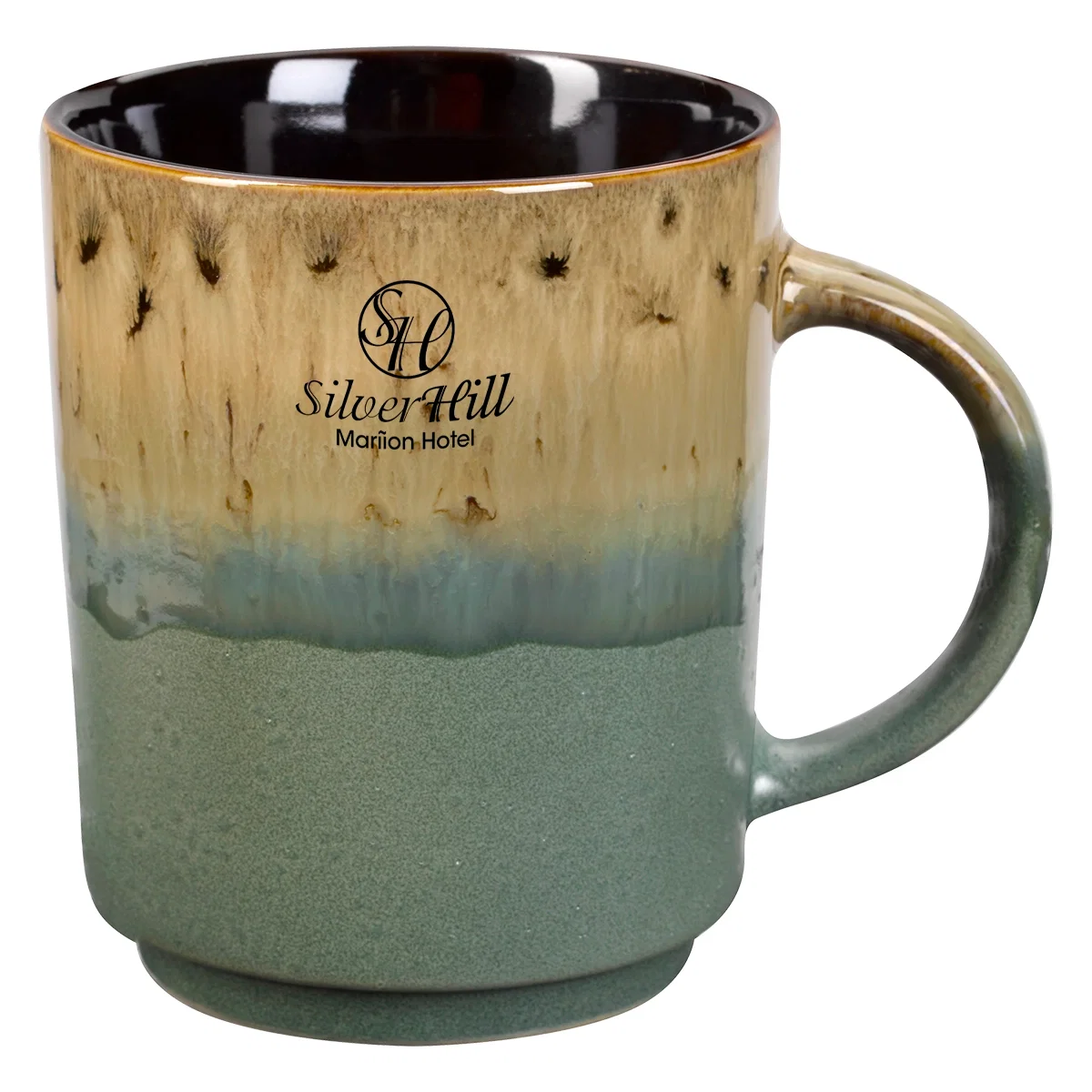 Blue version of the tall coffee cup shown upright