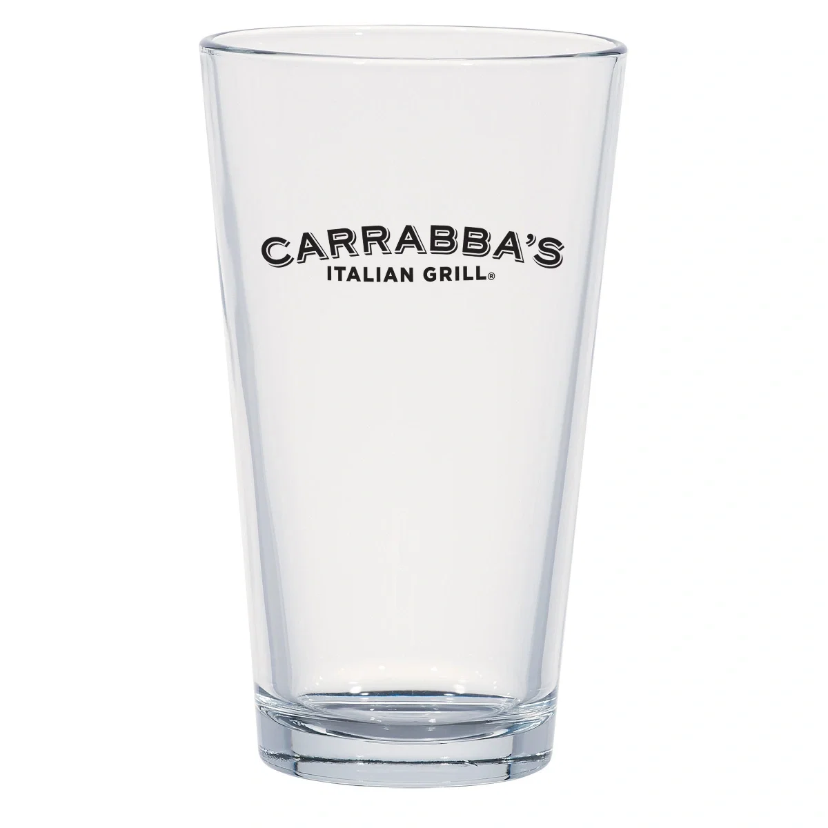 Clear ale pint glass holding sixteen ounces at six inches tall