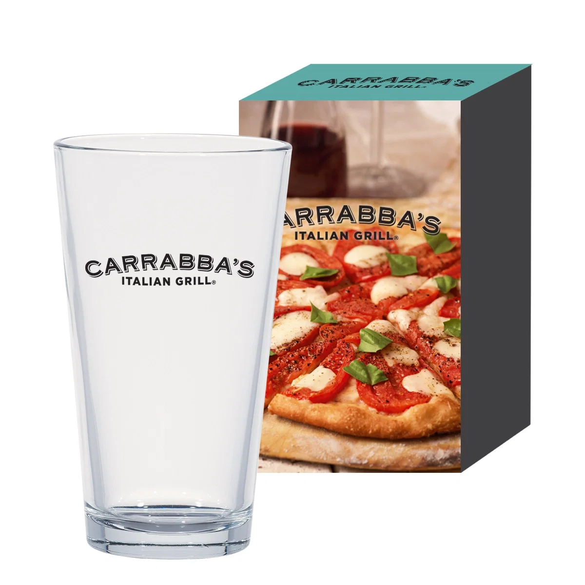 Sixteen ounce clear ale pint glass with its gift box