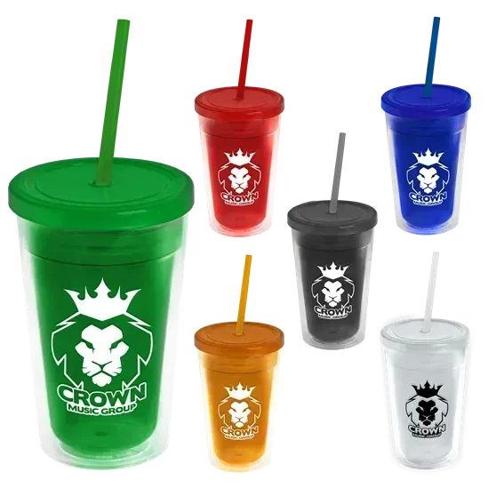 Transparent Tumbler with Straw Lid (16 oz.)