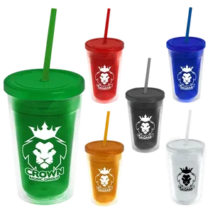 Transparent Tumbler with Straw Lid (16 oz.)