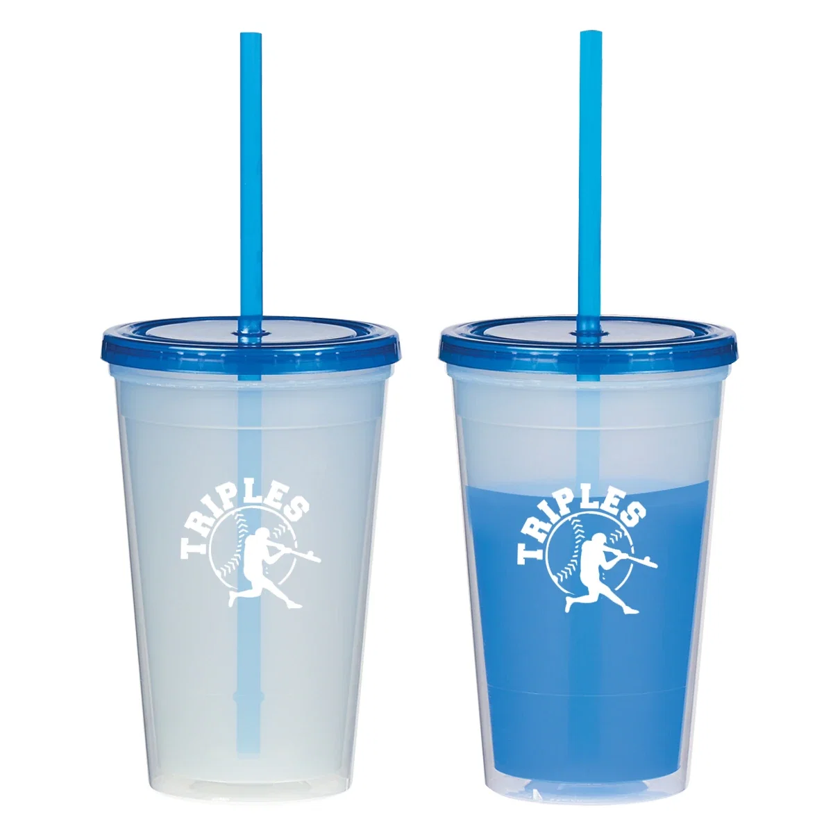 Angled shot of the cup and its drinking straw