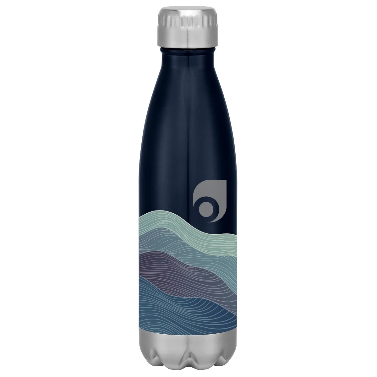 Sixteen ounce stainless steel bottle standing ten inches tall