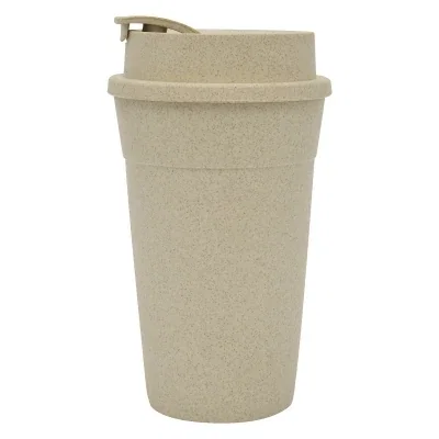 Natural colored travel tumbler holding sixteen ounces