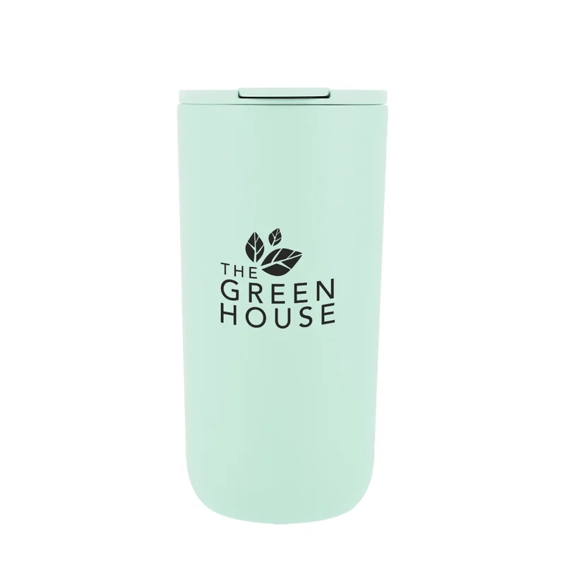 Pulled back to show the whole stainless steel tumbler