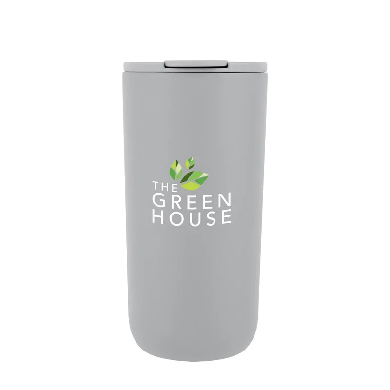 Scale reference showing the stainless steel tumbler held in hand