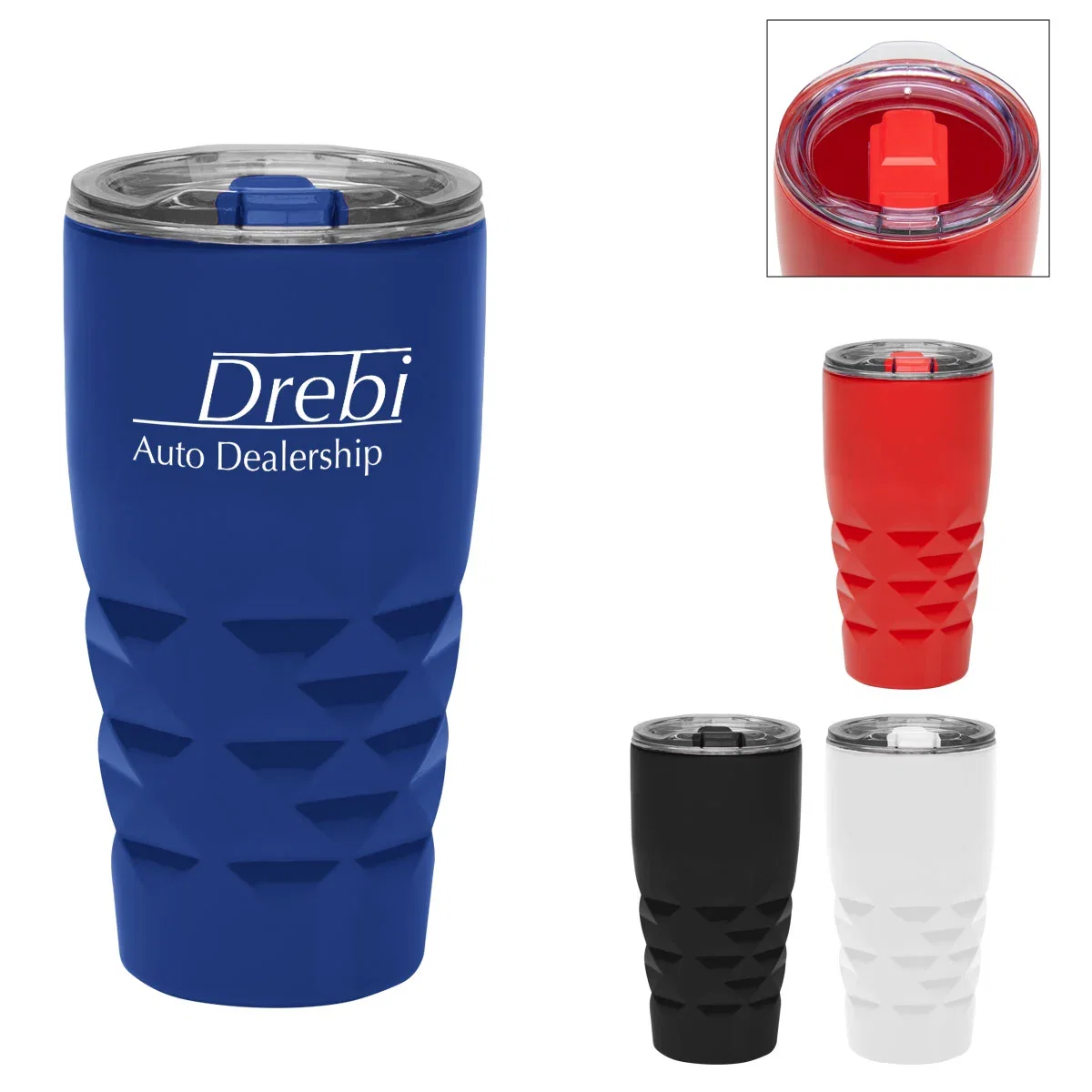 Sixteen ounce tumbler standing six and a half inches tall