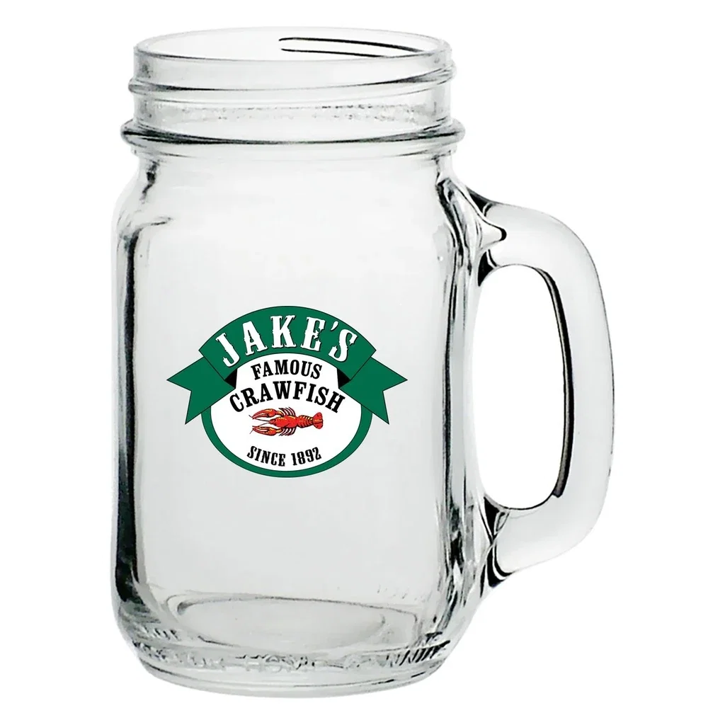 16 oz. Mason Jars with Handles — Clear — view 2