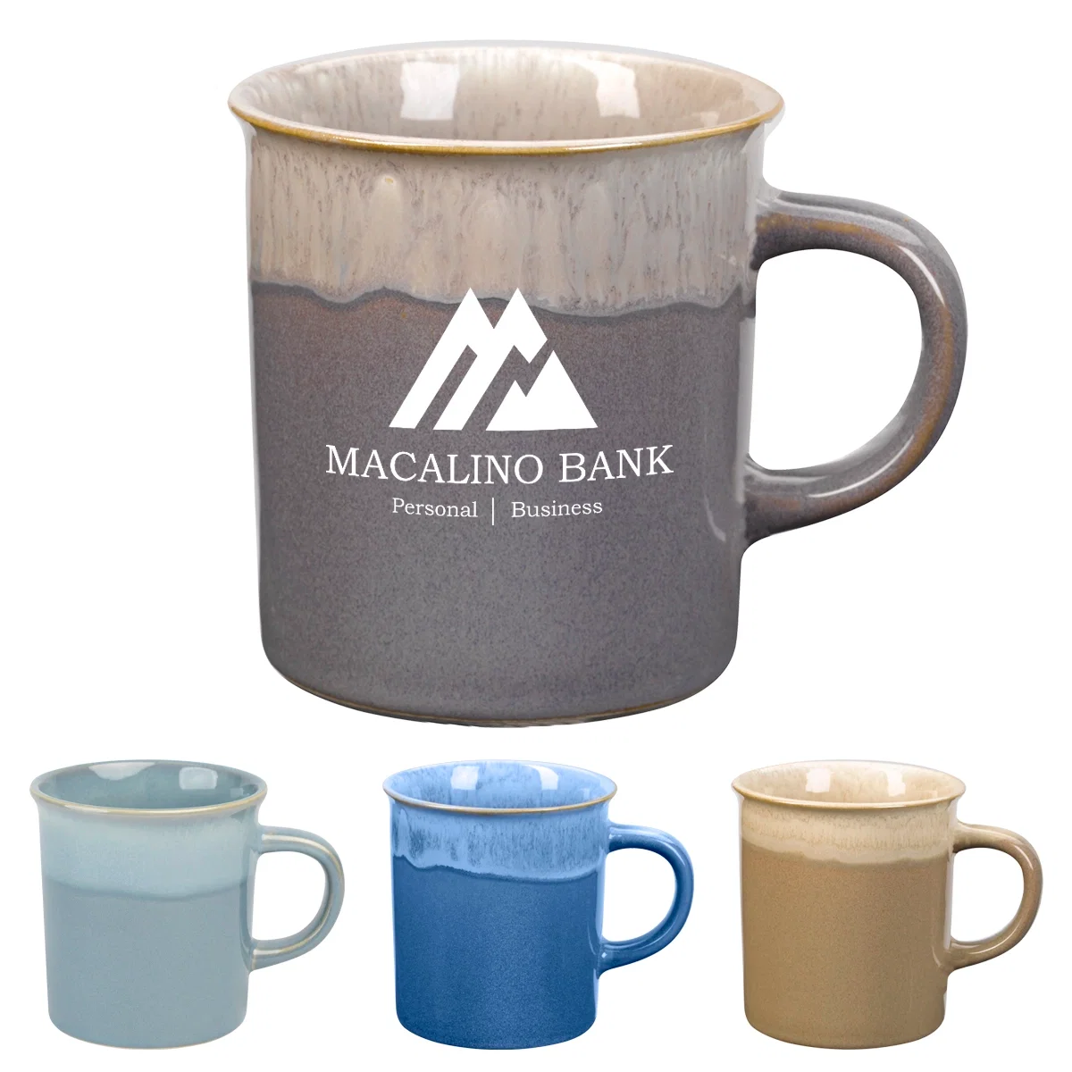 Sixteen ounce Navajo mug with a curved handle, four inches tall