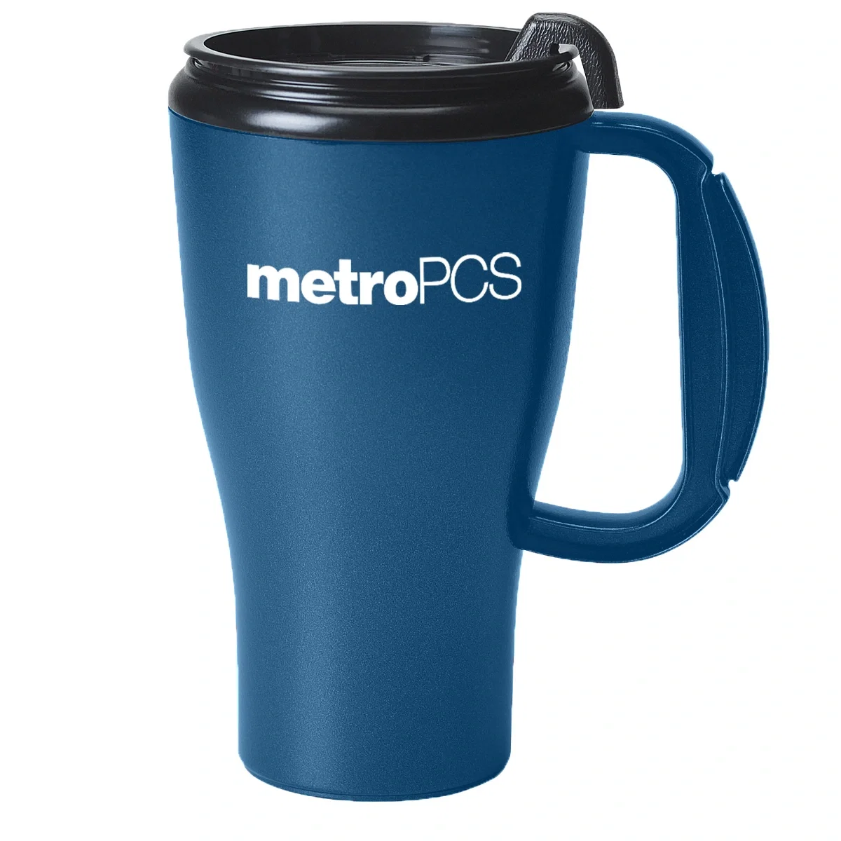 Travel mug topped with a sliding lid closure