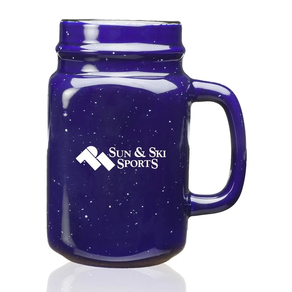 16 oz. Savannah Speckle Ceramic Mason Jars — Cobalt Blue — view 3