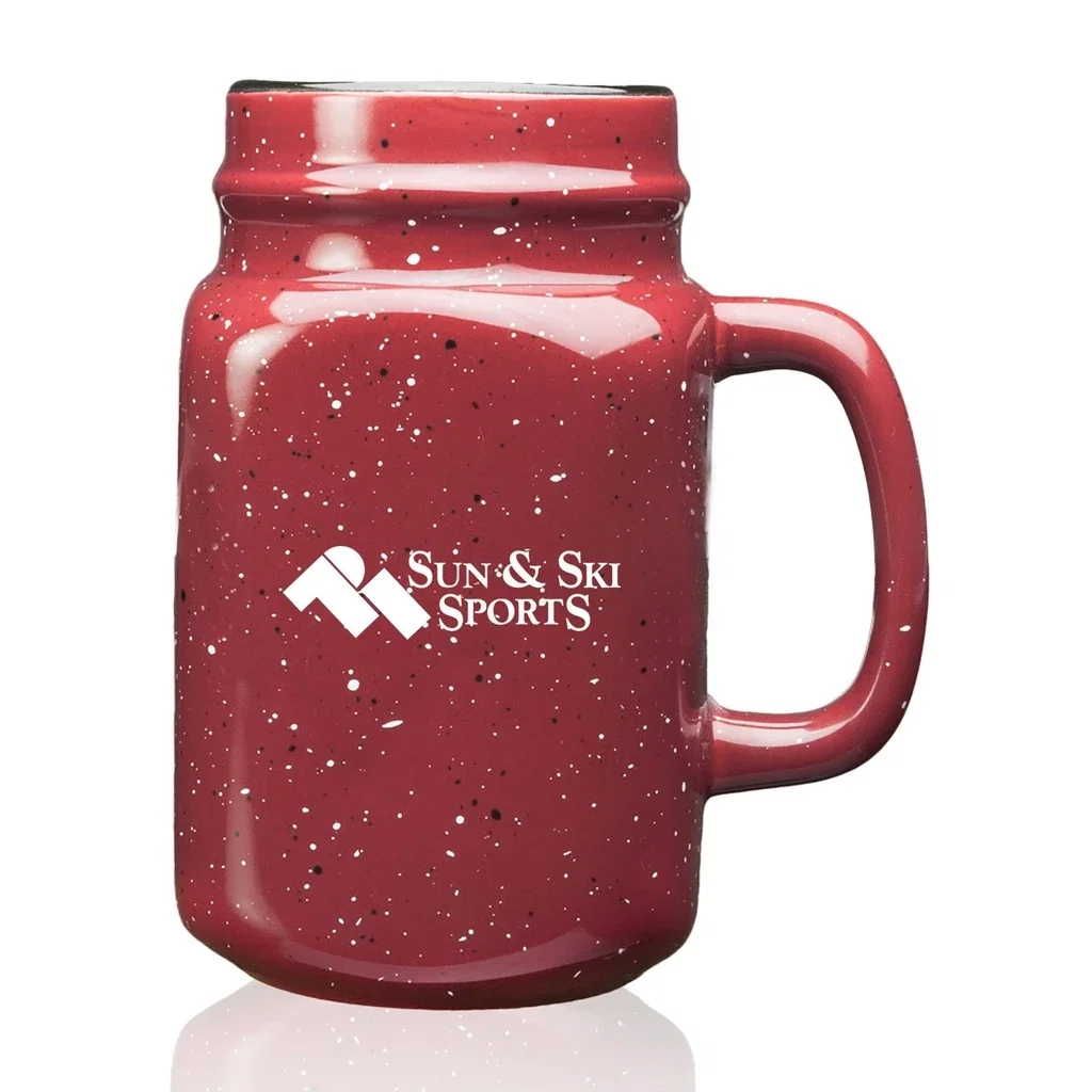 16 oz. Savannah Speckle Ceramic Mason Jars — Maroon — view 4