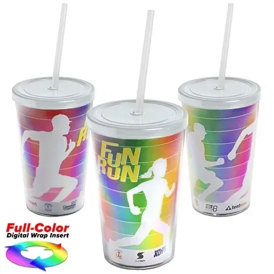 Transparent Tumbler with Straw Lid and Full-Color Paper Insert (16 oz.) — view 4