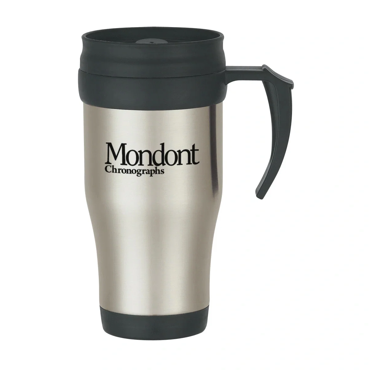 Stainless steel travel mug with a slide action lid