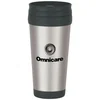 16 Oz. Stainless Steel Slide Action Travel Tumbler in Silver With Black Accents