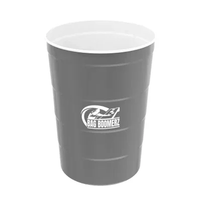 Sixteen ounce steel cup standing four inches tall