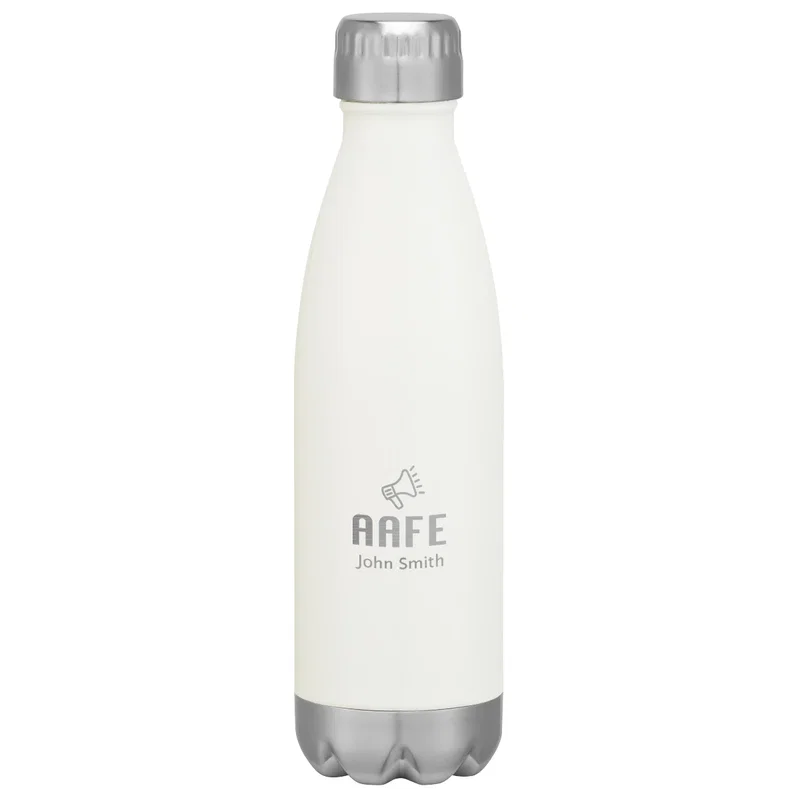 Bottle held upright in one hand during a walk
